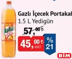YEDİGÜN GAZLI İÇECEK PORTAKAL 1,5 L fiyat ve kampanya bilgisi
